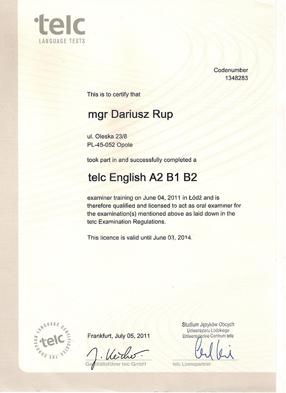 Licencja egzaminatora TELC