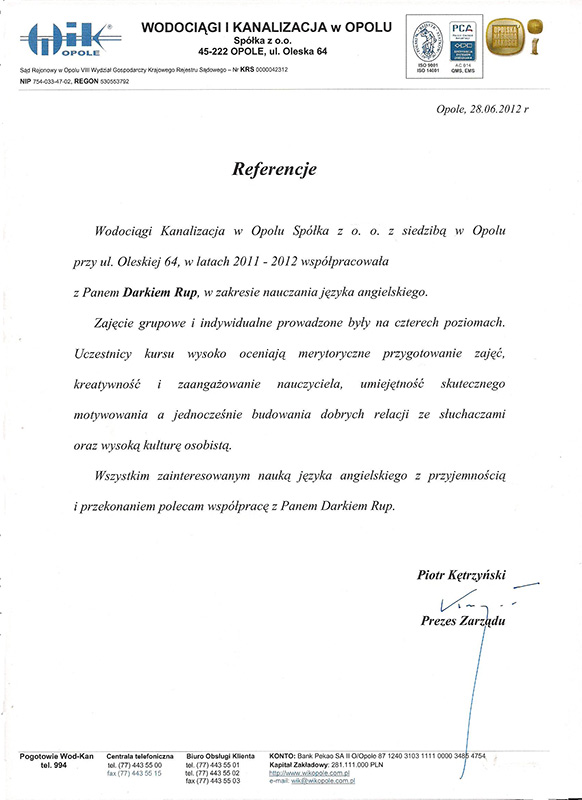 Referencje – WiK Opole