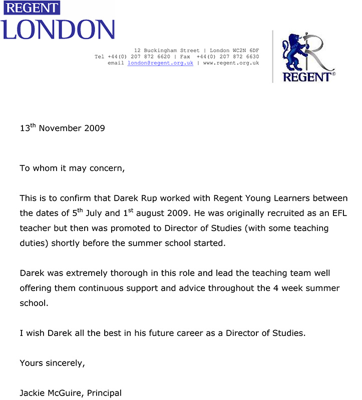Referencje – Regent London